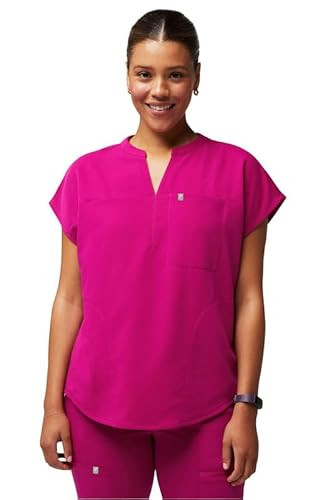 Fabletics Women's Evolve 3-Pocket Scrub Top with an Oversized Fit - MotionTech, 4-Way Stretch, Wrinkle-Resist, Anti-Shrink, Hibiscus, Regular, XXL/1X | Amazon (US)
