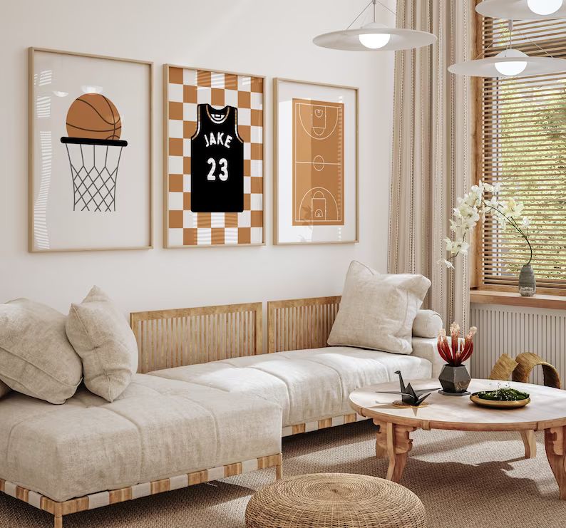 Personalized Name Basketball Modern Gallery Wall Set of 3 Downloadable Prints, Sport Boy Nursery ... | Etsy (US)