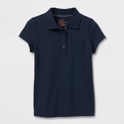 Girls' Adaptive Short Sleeve Polo Shirt - Cat & Jack™ Navy | Target