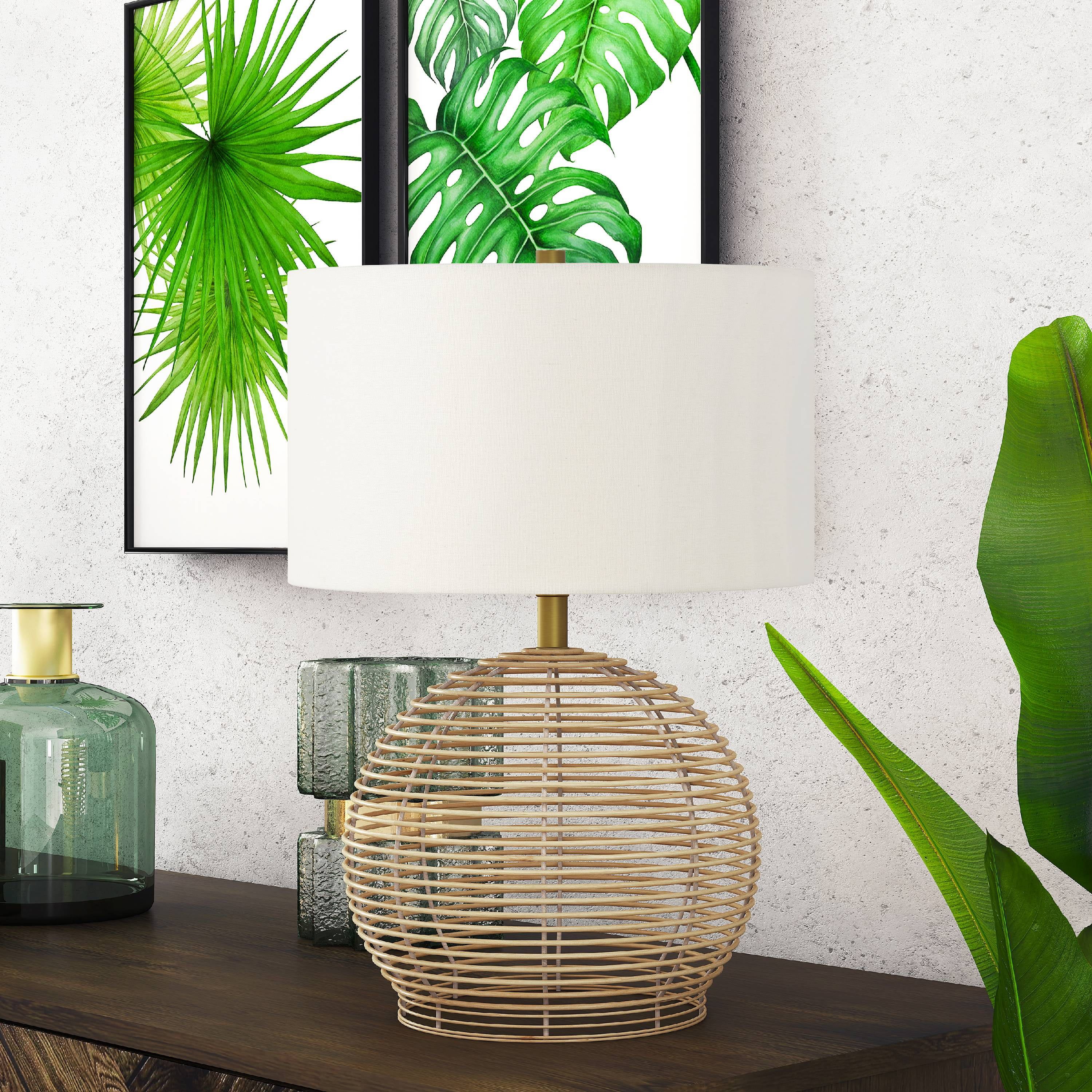The base of the lamp is made from a fine wooden rattanIt is paired with a French Drum shadeThe sh... | Walmart (US)