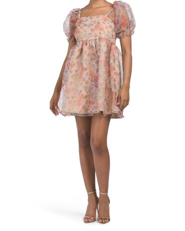 Floral Puff Sleeve Mini Dress | TJ Maxx