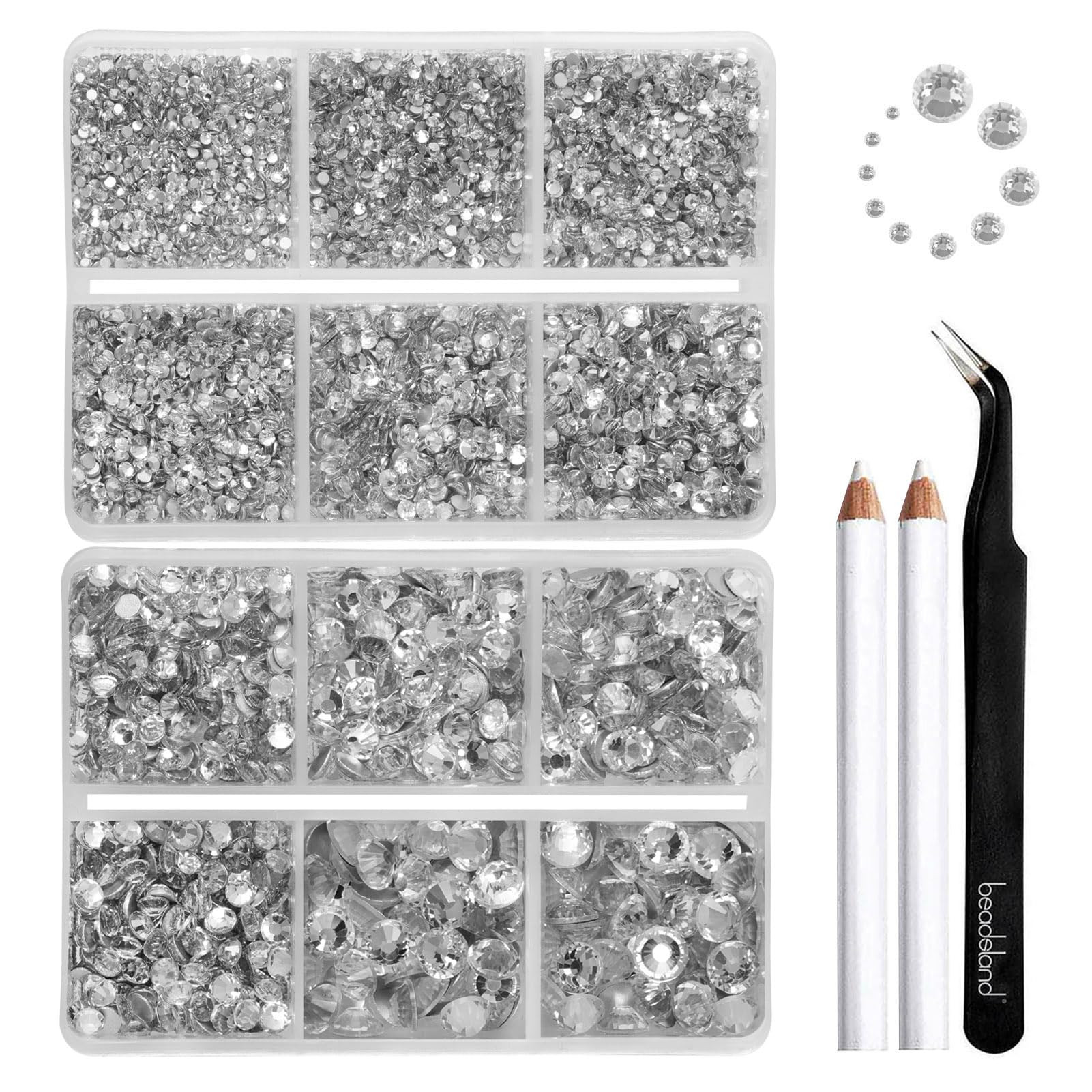 Beadsland 8300PCS Flatback Rhinestones, Clear Rhinestone Nail Gems Round Crystal Rhinestones for ... | Amazon (US)