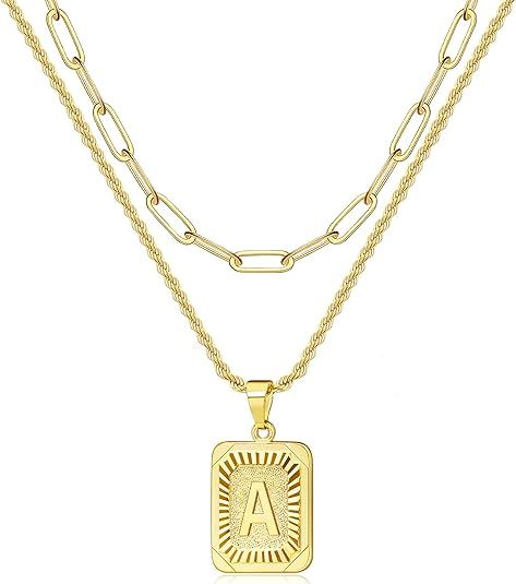 Gold Initial Necklaces for Women Gold Letter Necklaces 26 Capital A-Z, Letter Pendant Necklaces f... | Amazon (US)