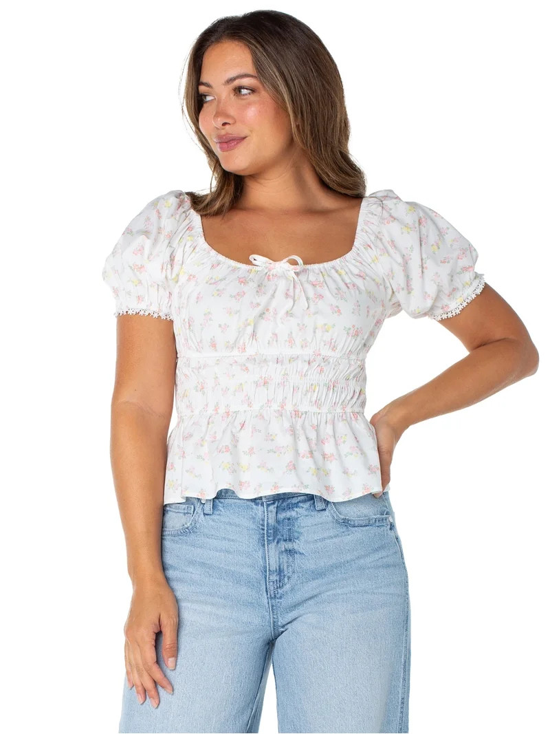 The Celebrity Pink Women's and Women's Plus Puff Sleeve Top, Sizes XS-XXXL | Walmart (US)