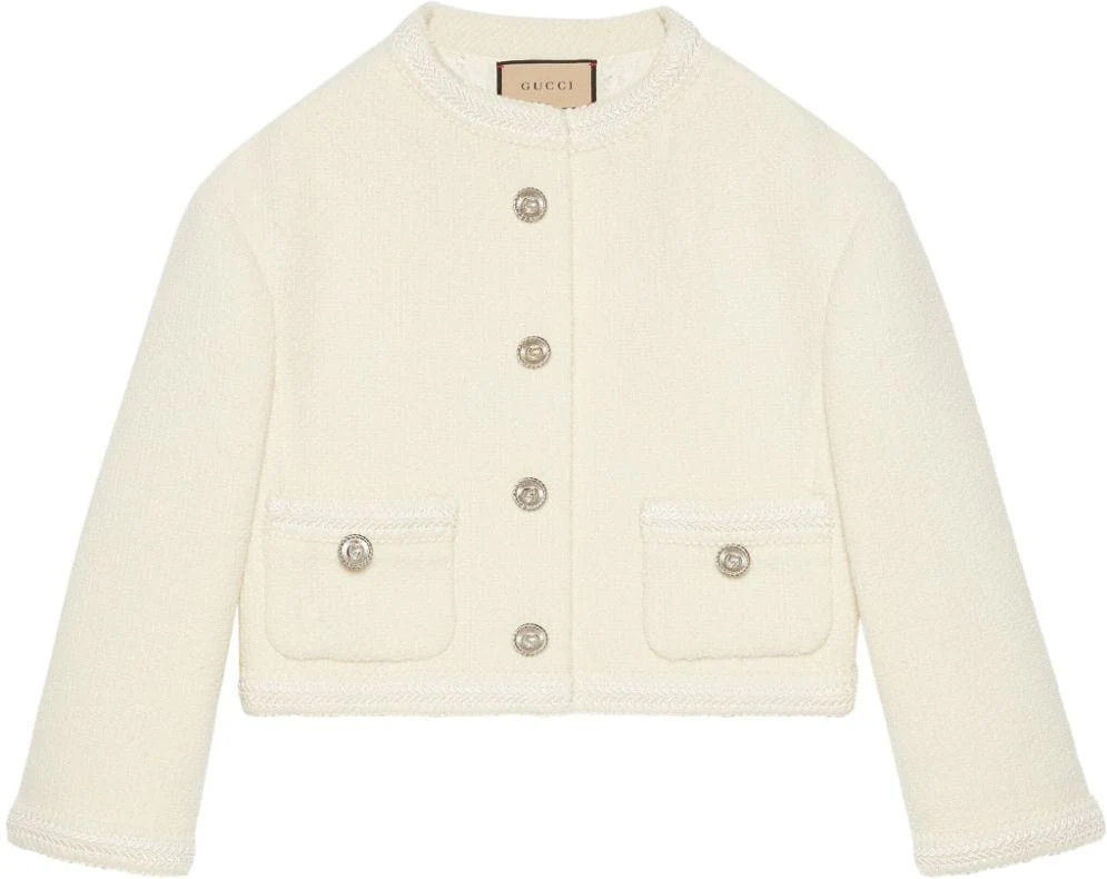 Gucci Women's Tweed Jacket in White | Size 44 | 759551ZAOMU9791 | LOZURI