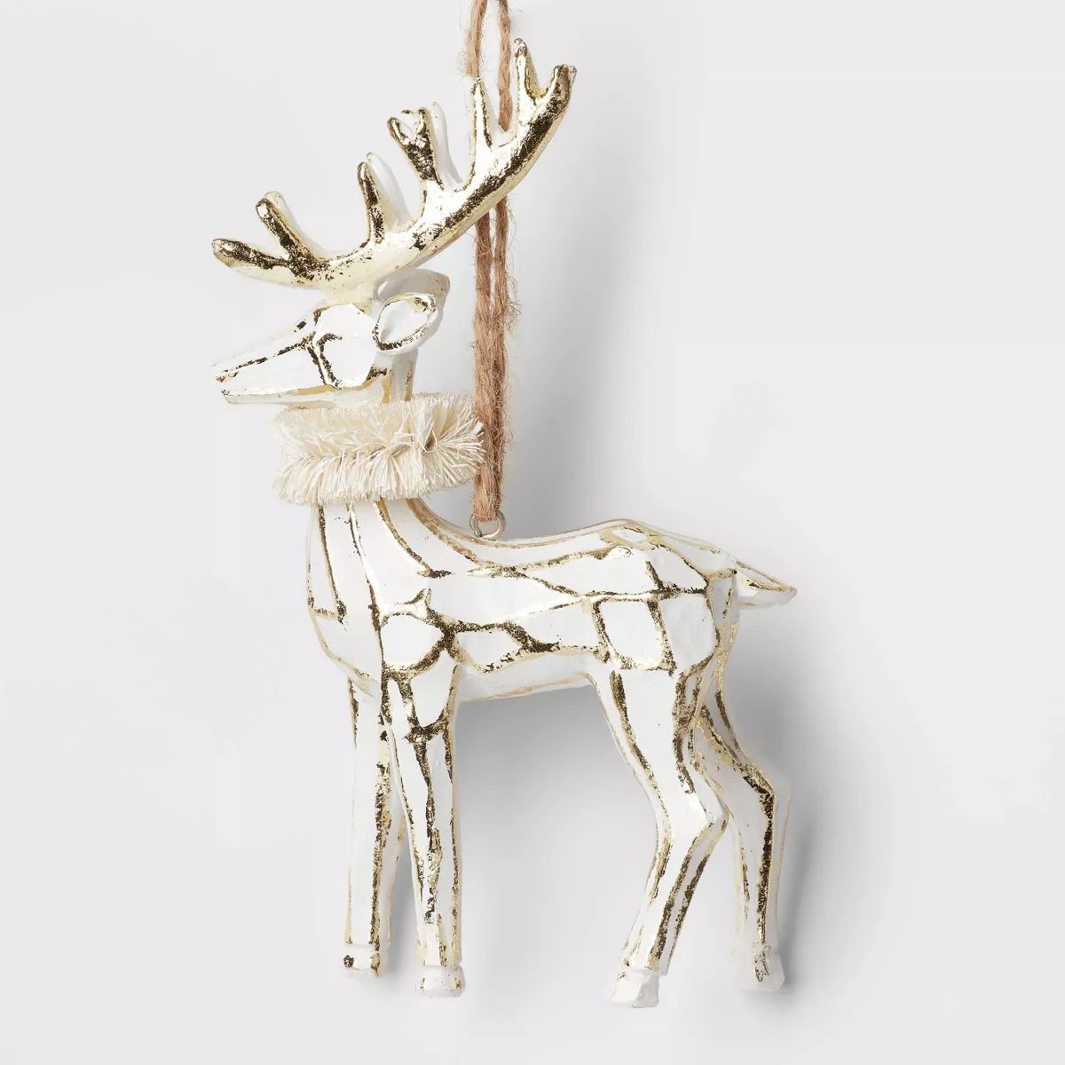 Reindeer with Sisal Collar Christmas Tree Ornament White/Gold - Wondershop™ | Target