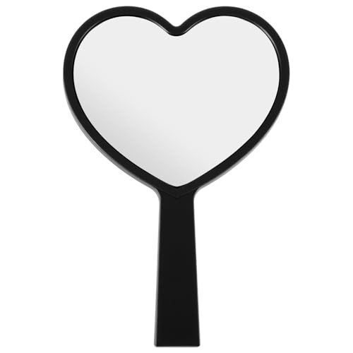 Bremorou Heart Shaped Handheld Mirror with Handle Black Drop-Resistant Small Heart Mirrors Cute Portable Travel Makeup Hand Mirrors Mini Hearts Cosmetic Lash Mirror for Women Girls (Black) | Amazon (US)
