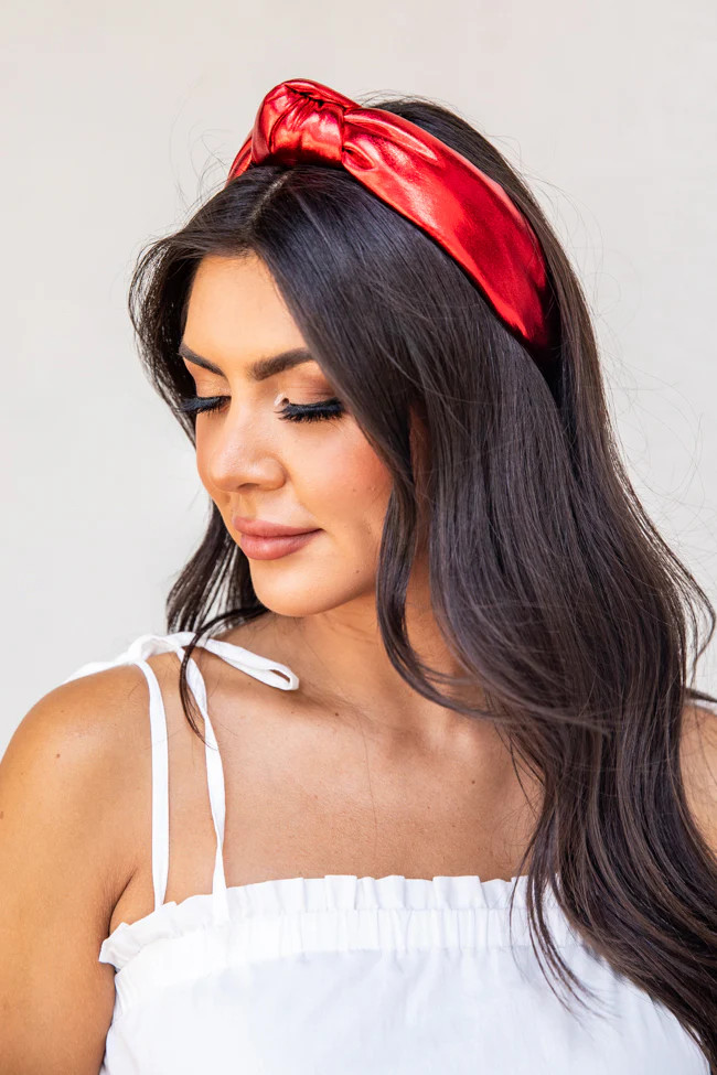 Run Before Walking Metallic Red Knot Headband | Pink Lily