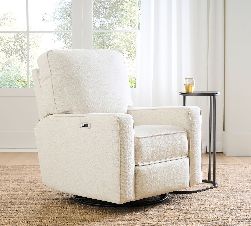 PB Comfort Square Arm Upholstered Manual & Power Swivel Glider Recliner | Pottery Barn (US)