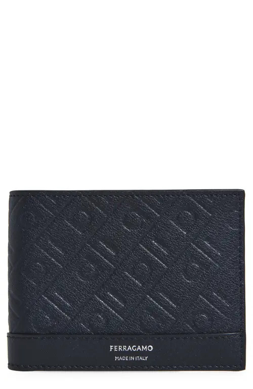 FERRAGAMO Gancio Embossed Leather Bifold Wallet in Bluemarine at Nordstrom | Nordstrom
