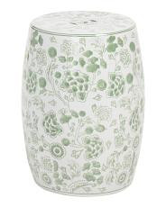 18in Hydrangea Ceramic Chinoiserie Stool | TJ Maxx