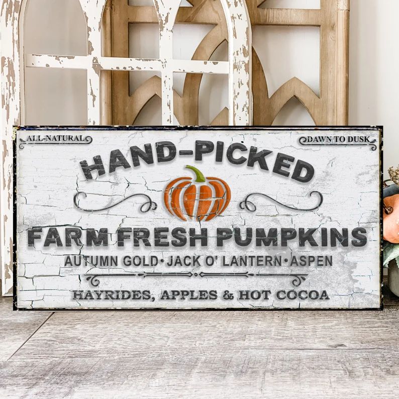 Farm Fresh Pumpkins Sign, Modern Farmhouse Decor, Large Canvas Wall Art, Antiques Sign, Farmhouse... | Etsy (US)