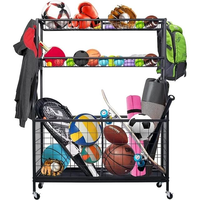 Techvida Sports Equipment Organizer, Ball Storage Rack, Garage Ball Storage, Sports Gear Storage,... | Walmart (US)