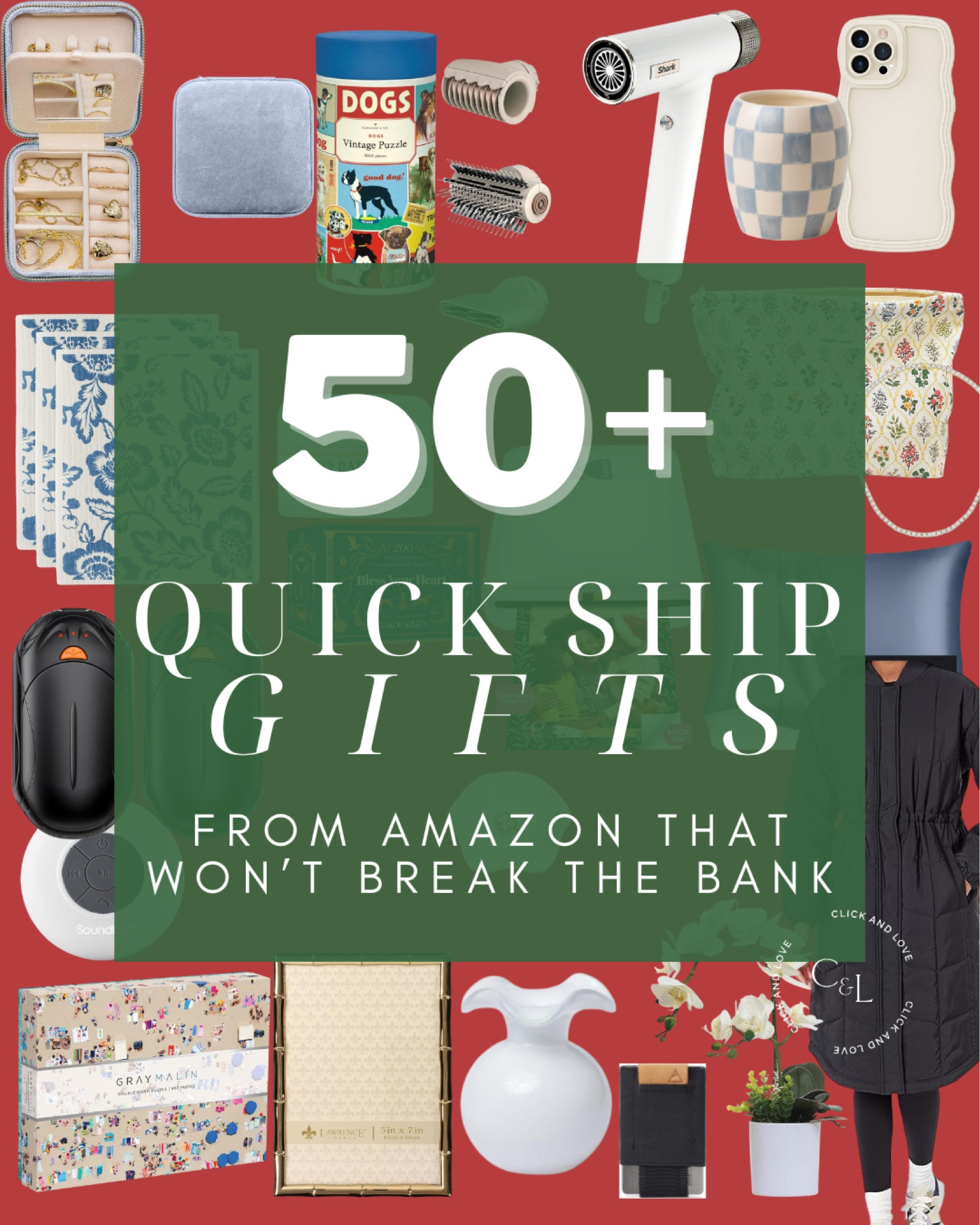 Over 50 last minute Amazon gift ideas that should come in time for Christmas! Make sure to check your delivery date prior to checkout based on your area. 🎁 Amazon gifts, Amazon finds, Amazon must haves, gifting, Christmas present ideas, Christmas presents, quick ship, gifts for her, gifts for him, gifts for the tech lover, fun and functional gift ideas, under $20 gift ideas, women’s fashion, women’s sweaters, quilted coat, puzzle, carafe, wine glasses, holiday gift sets, fuzzy slippers, coffee table books, picture frames, makeup mirror, stocking stuffers, hostess gifts, home decor lover, candle. Jewelry case, makeup pouch, jewelry, necklace, flower vase, electric hand warmers, affordable gift ideas, budget friendly gifts

#LTKFindsUnder50 #LTKHoliday #LTKGiftGuide