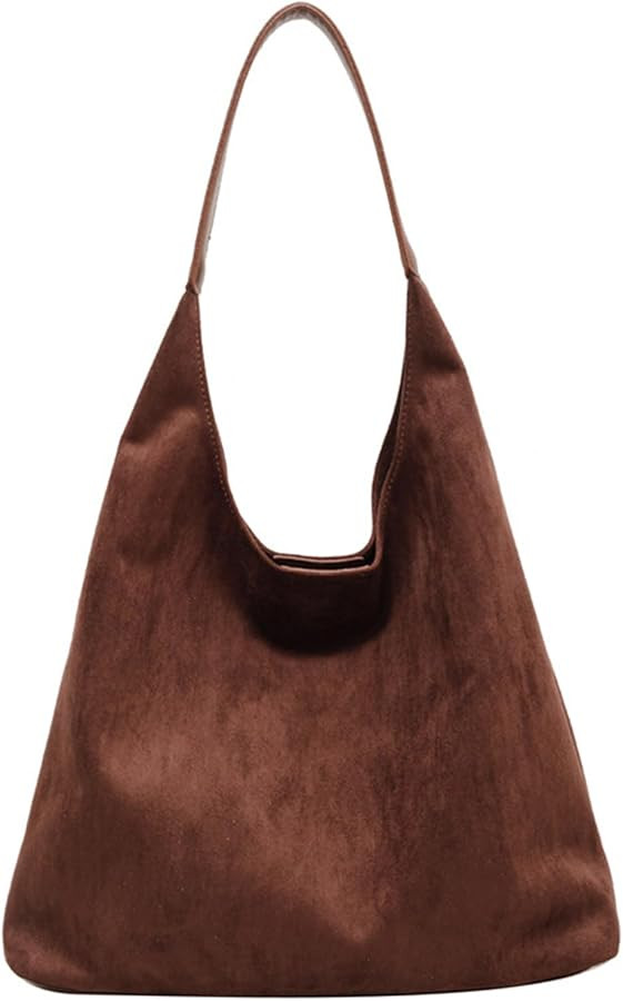 Suede purses for Women 2024 Slouchy Shoulder Bags Soft Leather hobo bag Brown Tote Handbag for Wo... | Amazon (US)