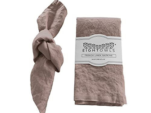 Linen Napkins –100% French Flax – Stonewashed Pure Linen Cloth Napkins - Size 18 Inch x 18 Inch – Set of 4 (Natural Rustic Taupe) | Amazon (UK)