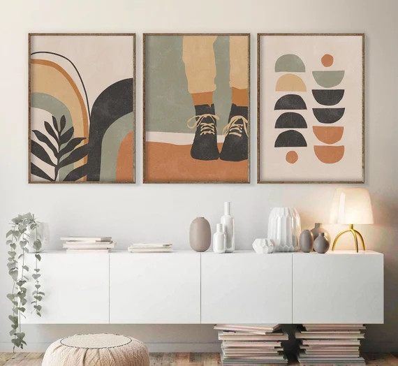 Mid Century Modern Art, Terracotta Semicircles Print, Boho Decor, Abstract Geometric Wall Art, Di... | Etsy (US)
