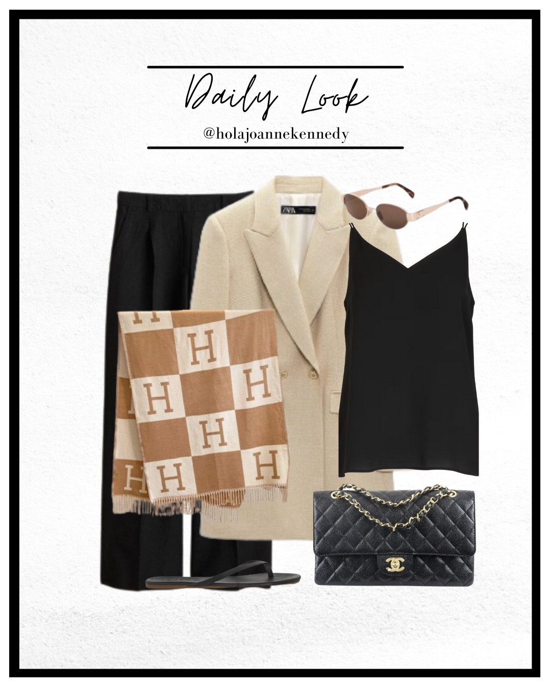 spring outfit inspo, sunny day outfit, casual chic, effortless style, Zara blazer styling, linen trousers outfit, Hermes scarf dupe, Chanel classic flap bag, quiet luxury look, minimal chic, smart casual outfit, sunny day fashion, spring style 2025, UK fashion inspo, high street style, luxe accessories 

#LTKworkwear #LTKspring #LTKstyletip