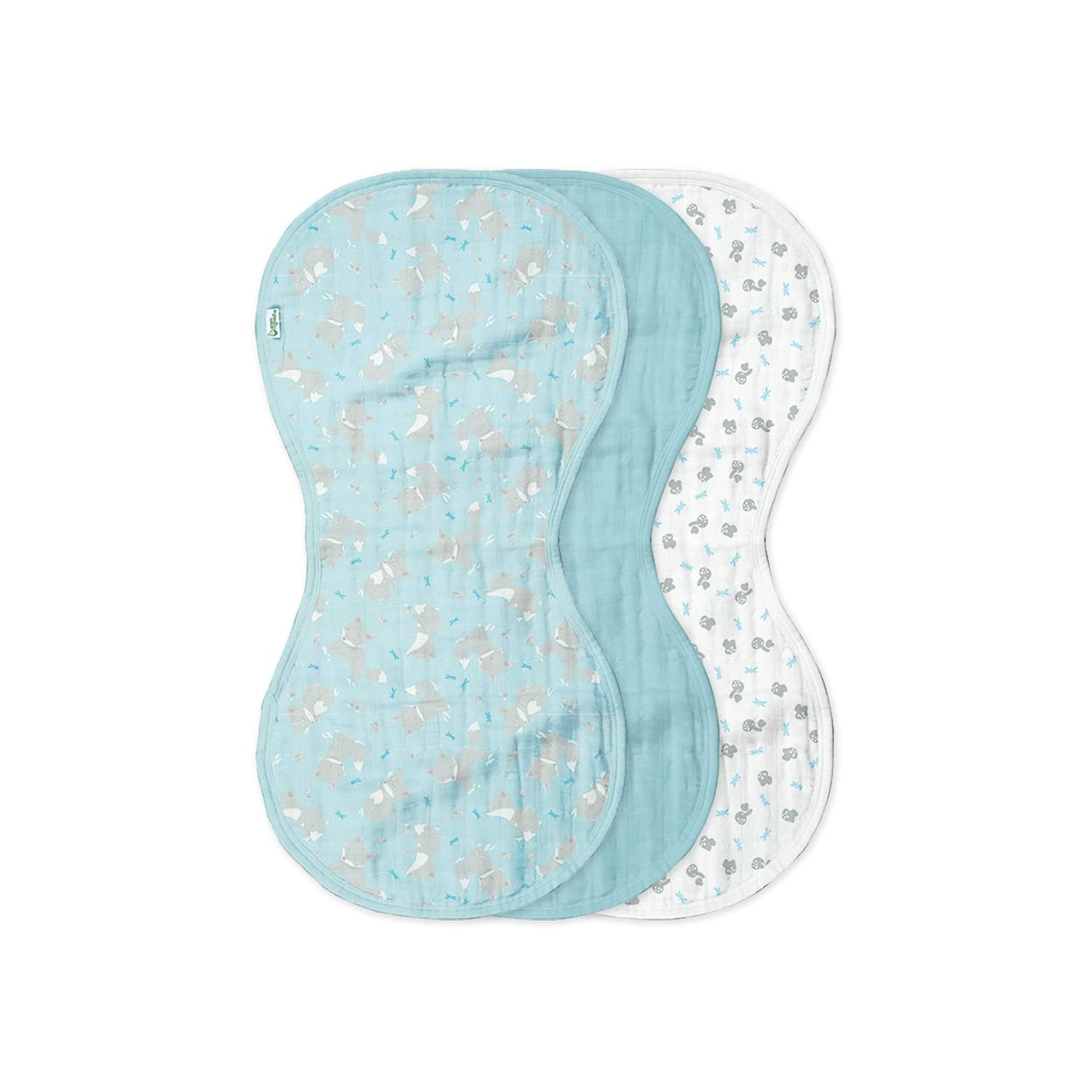 Green Sprouts, Burp Cloths Org Cotton Aqua Fox, 3 Count | Amazon (US)
