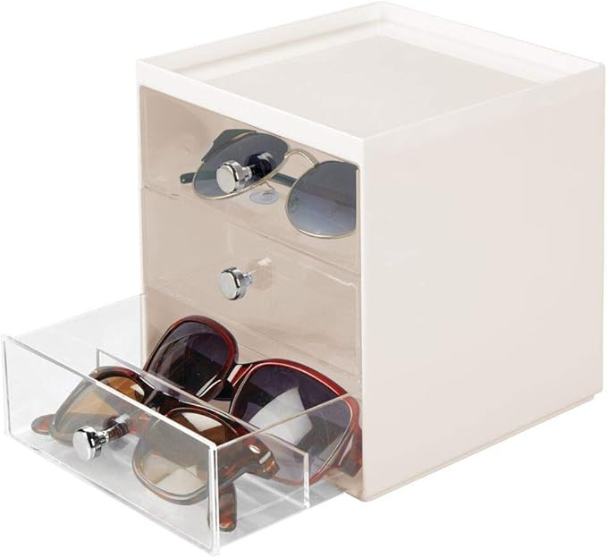 mDesign Stackable Plastic Eye Glass Storage Organizer Box Holder for Sunglasses, Reading Glasses,... | Amazon (US)