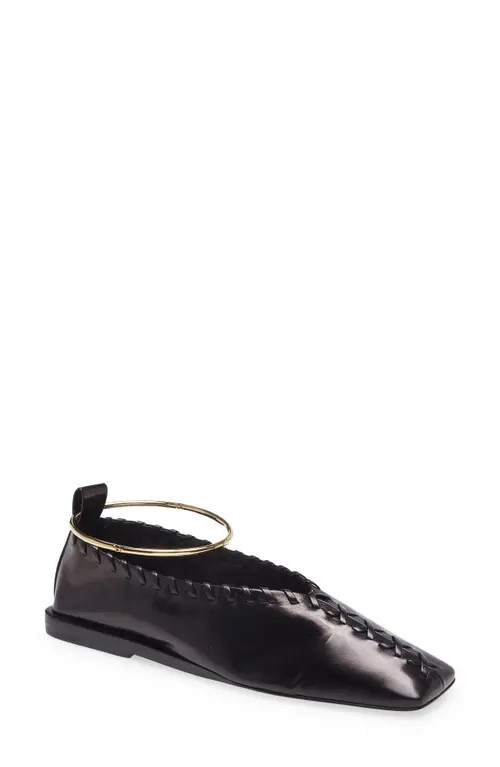 Jil Sander Anklet Ballerina Flat in Black at Nordstrom, Size 6Us | Nordstrom