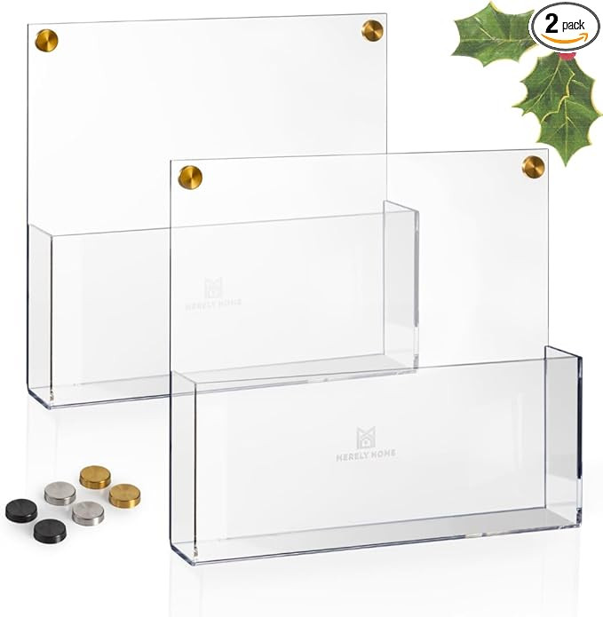 2 Pack Premium Clear Acrylic Wall File Organizer | Mail Holder Wall Mount | Wall Organizer for Of... | Amazon (US)