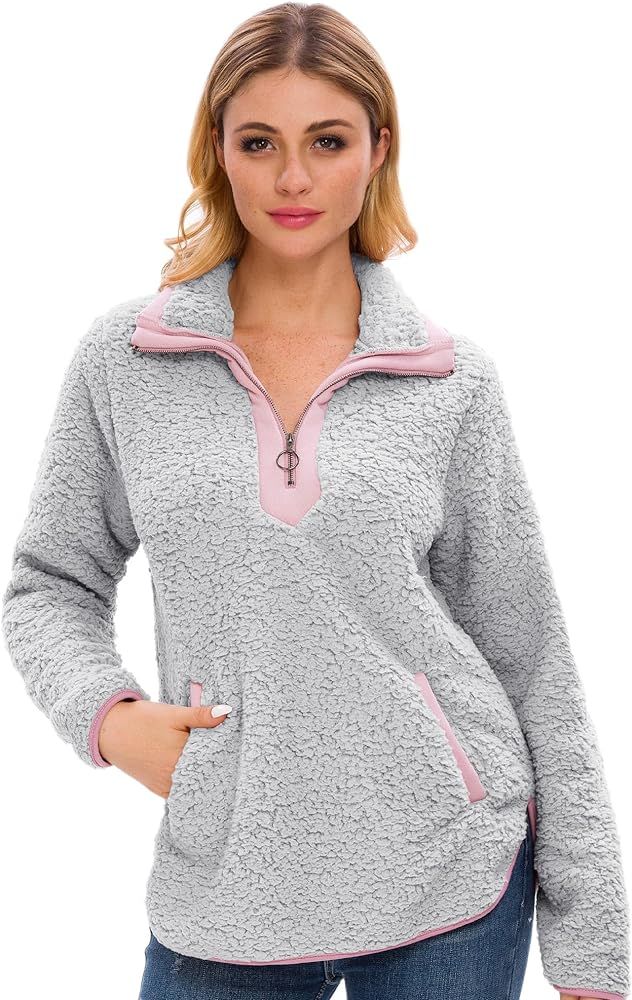 Lilly Posh Fleece Sherpa Jackets for Women, Fuzzy Long Sleeve Fleece Coat, Cozy Womens Pullover S... | Amazon (US)