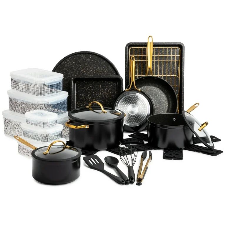 Thyme & Table 32-Piece Cookware & Bakeware Nonstick Set, Black - Walmart.com | Walmart (US)