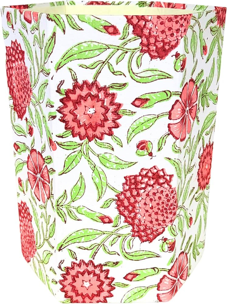 Fern Trail 3.3 Gallon Waste Basket | Small Decorative Block Printed Trash Can | Living Room, Bedr... | Amazon (US)