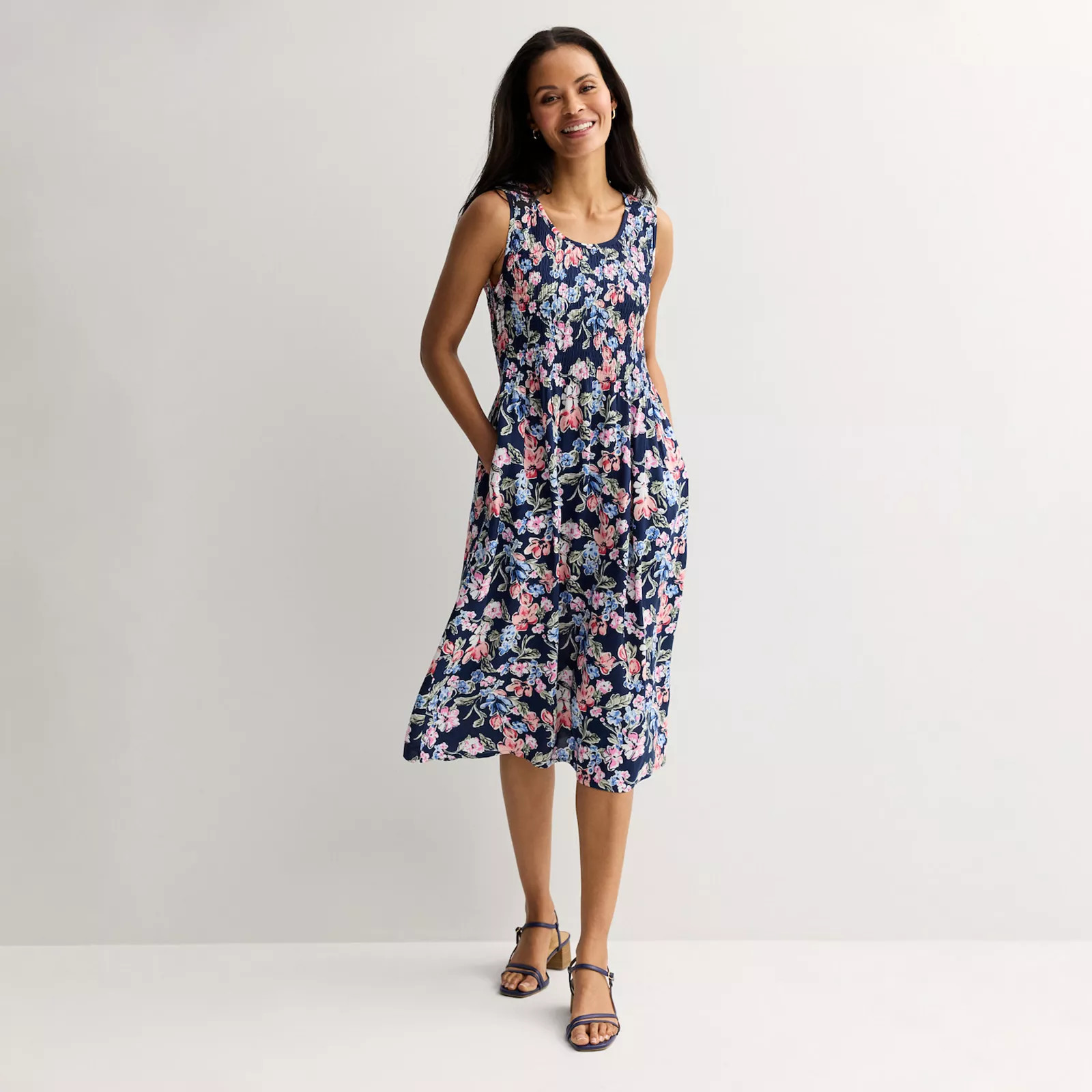 Women's Croft & Barrow® Smocked Midi Dress | Kohl's