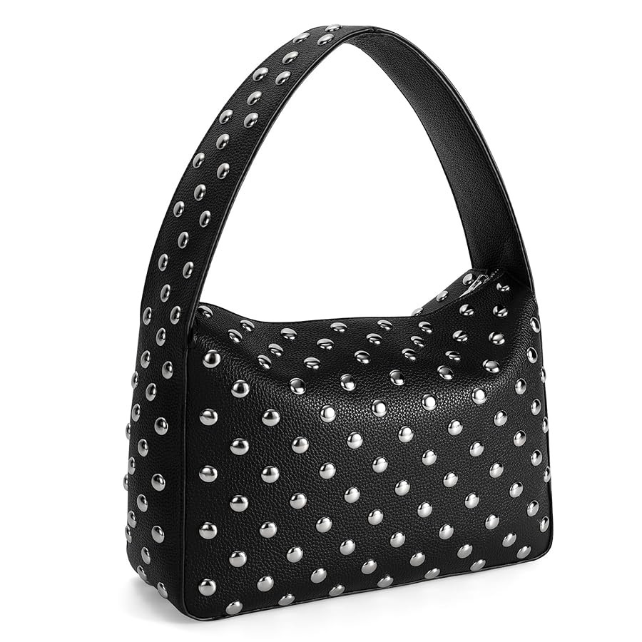 JASGOOD Studded Purse Black Shoulder Bag Vegan Leather Designer Punk Handbags | Amazon (US)