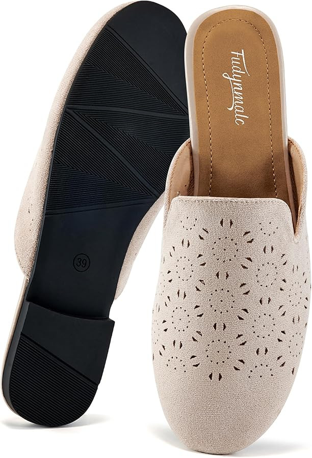 FUDYNMALC Womens Mules Flats Shoes: Casual Closed Toe Suede Backless Loafers Comfortable Dressy S... | Amazon (US)
