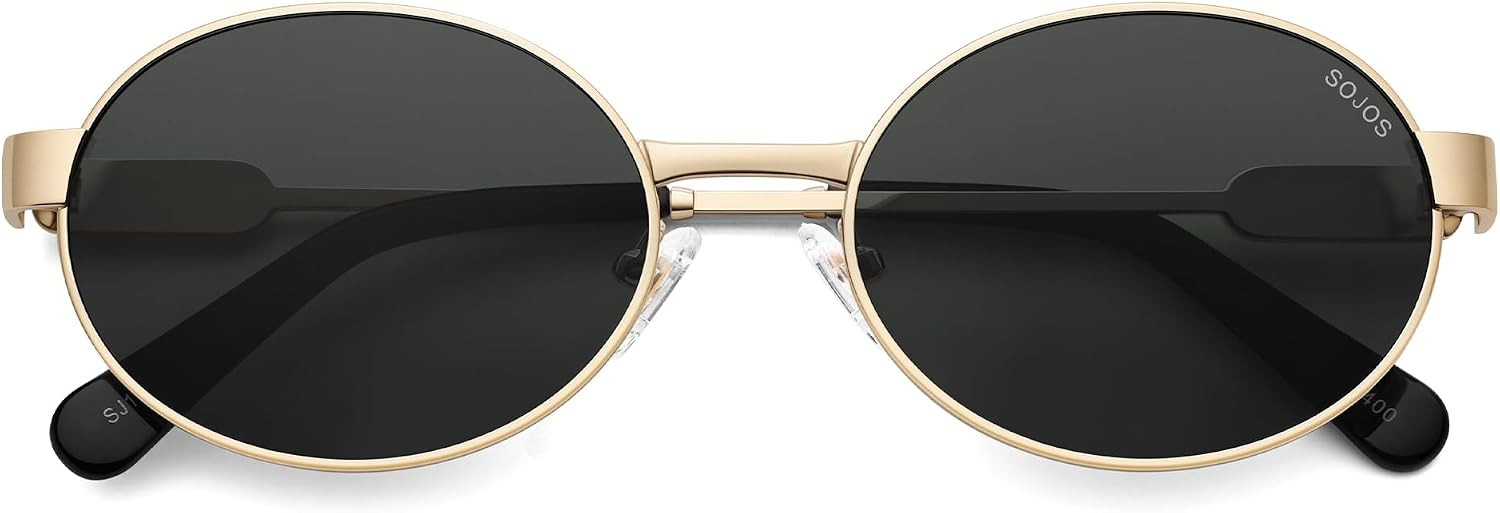 SOJOS Retro Oval Polarized Sunglasses Womens Men,Trendy Round 90s Shades SJ1281 | Amazon (US)