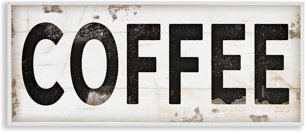 Stupell Industries Coffee Typography Vintage Sign, Design by Jennifer Pugh White Framed Wall Art,... | Amazon (US)