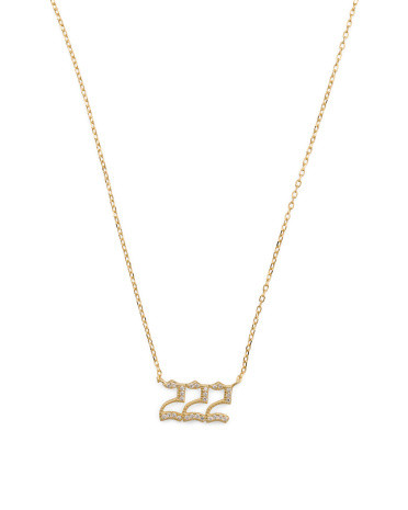 Gold Plated Sterling Silver Cz 222 Angel Numbers Necklace | TJ Maxx