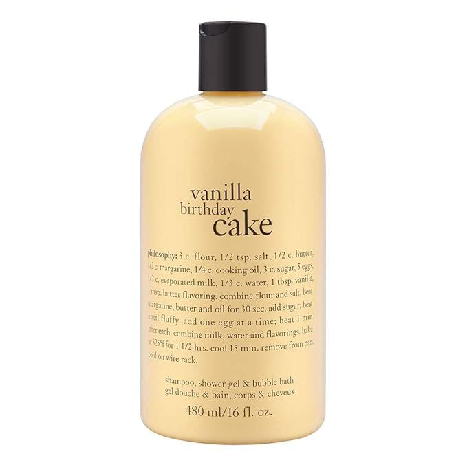 Philosophy Vanilla Birthday Cake Shampoo/Shower Gel/Bubble Bath, 16 Ounces | Amazon (US)
