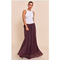 Brown Polka Dot Chiffon Maxi Skirt | PrettyLittleThing US