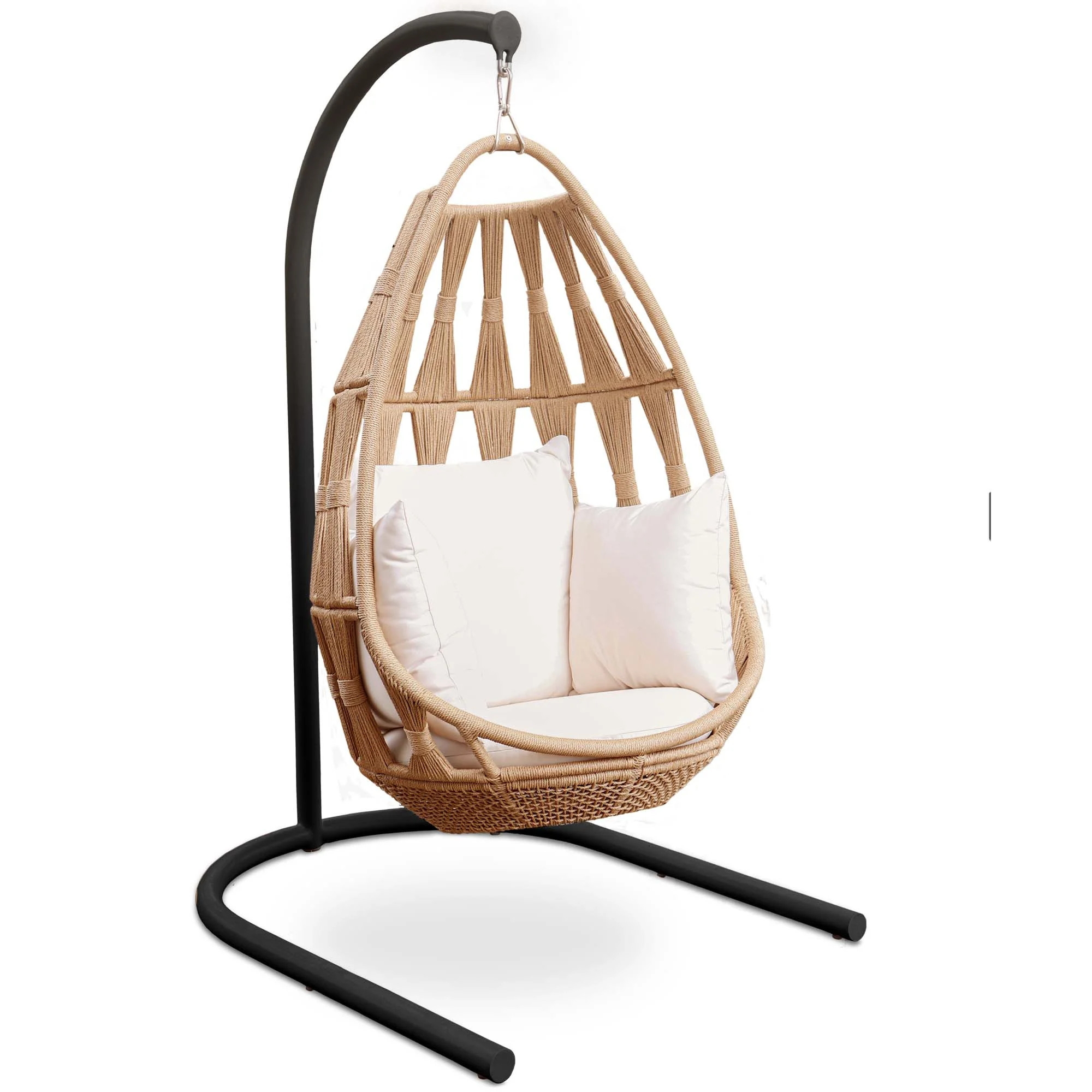 Krabi Hanging Chair with Sunbrella Cushion and Stand In Natural | 1stopbedrooms