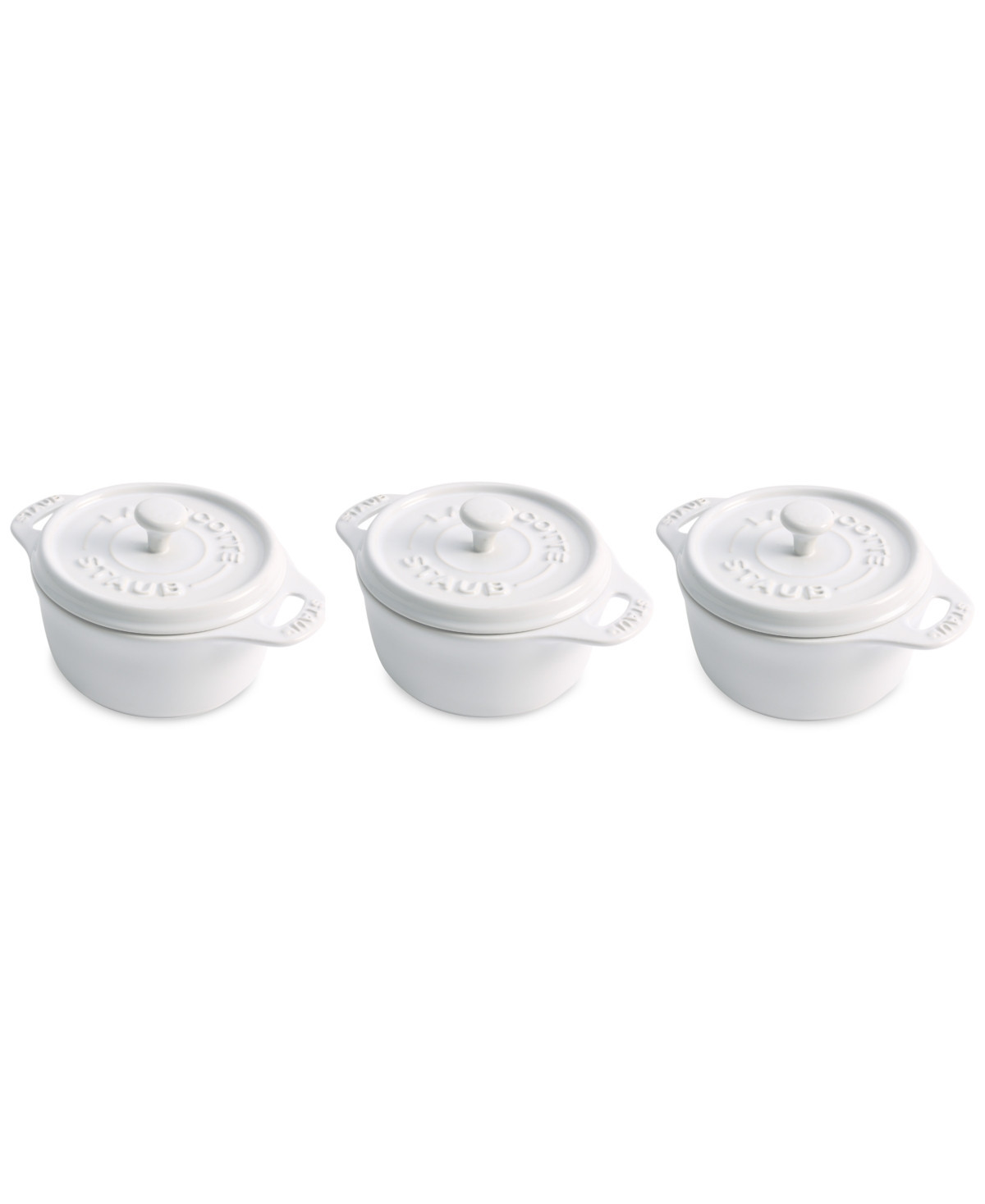 Staub 3-Piece Ceramic Mini Round Dutch Oven Set - White | Macy's