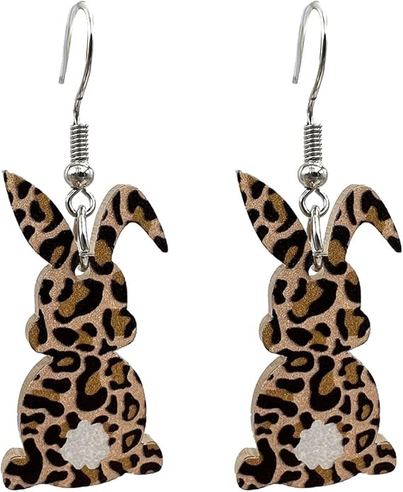 Colorful Easter Bunny Rabbit Earrings for Women Cute Acrylic Leopard Rabbit Carrot Dangle Earring... | Amazon (US)