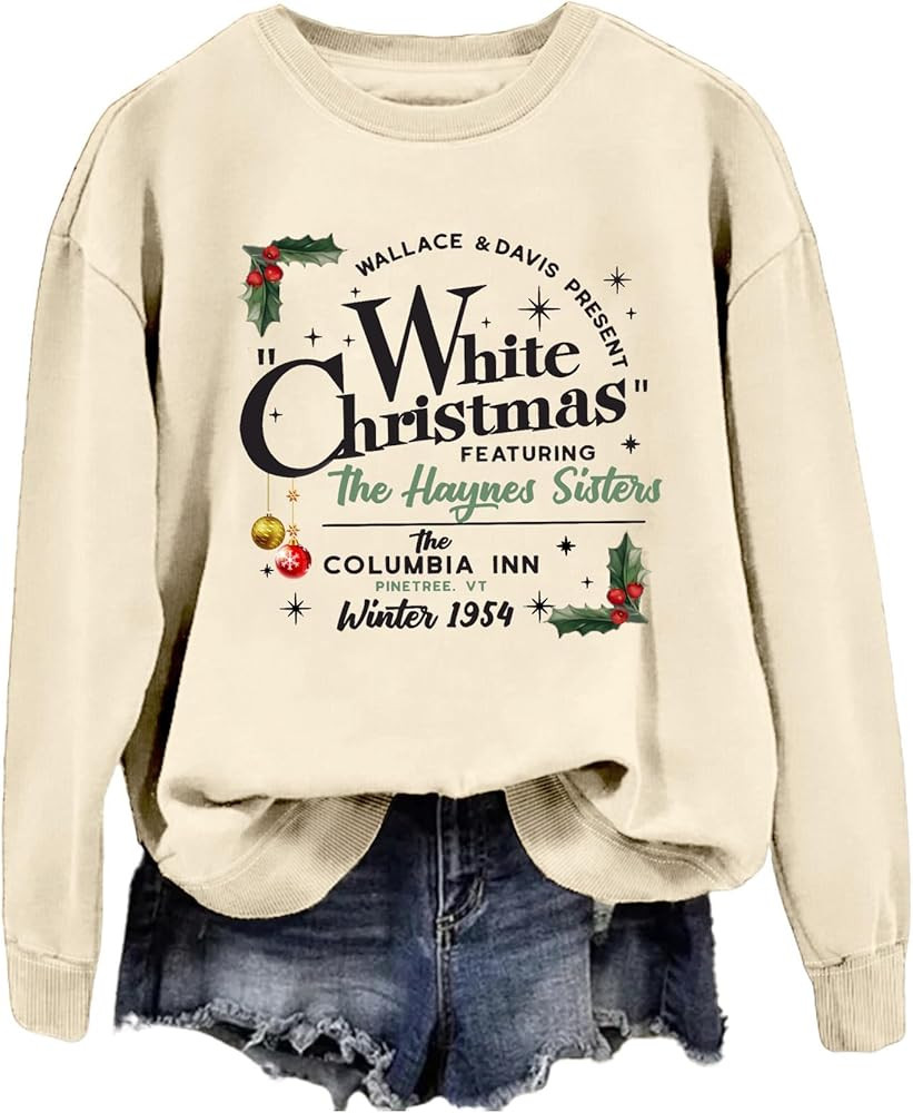 White Christmas Sweatshirt, White Christmas Sweatshirt For Women, White Christmas Crewneck Sweats... | Amazon (US)