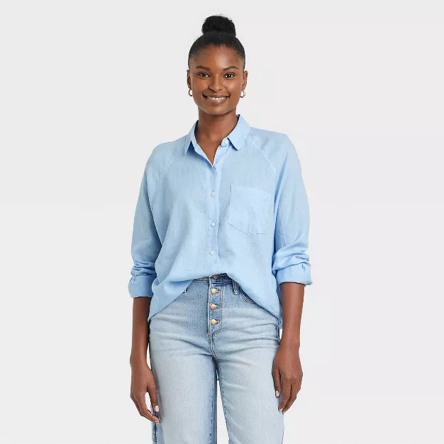Women's Long Sleeve Boyfriend Fit Linen Button-Down Shirt - Universal Thread™ | Target
