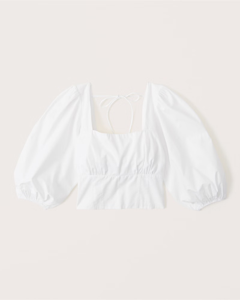 Women's Poplin Puff Sleeve Top | Women's Tops | Abercrombie.com | Abercrombie & Fitch (US)