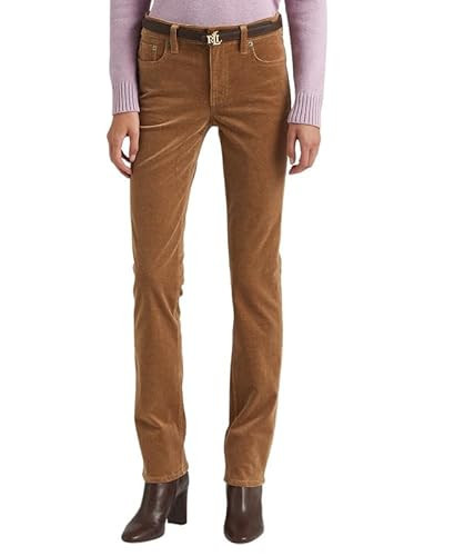LAUREN Ralph Lauren Women's Stretch Corduroy Mid-Rise Straight Pant, Classic Camel | Amazon (US)