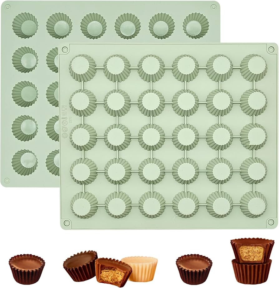 Silicone Peanut Butter Cup Mold, Bite-Size Chocolate Candy Molds, Silicone Mold for Keto Fat Bomb... | Amazon (US)