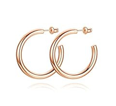 Howoo 14K Gold Plated Chunky Gold Hoops High Polished Gold Hoop Earrings for Women | Amazon (US)