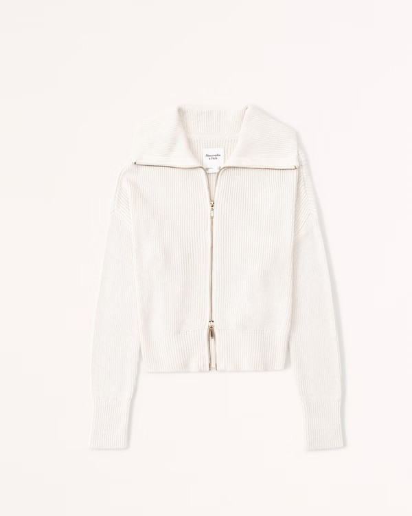 Women's Double Zip Ribbed Cardigan | Women's Tops | Abercrombie.com | Abercrombie & Fitch (US)