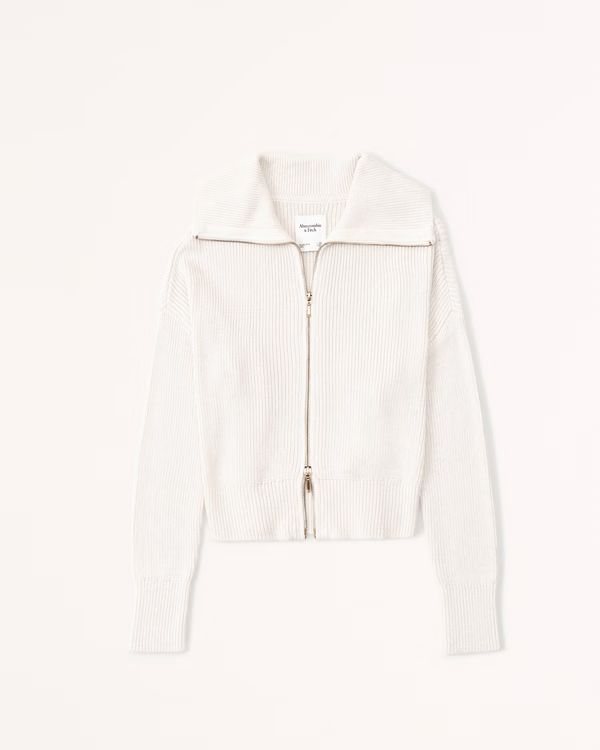Double Zip Ribbed Cardigan | Abercrombie & Fitch (US)