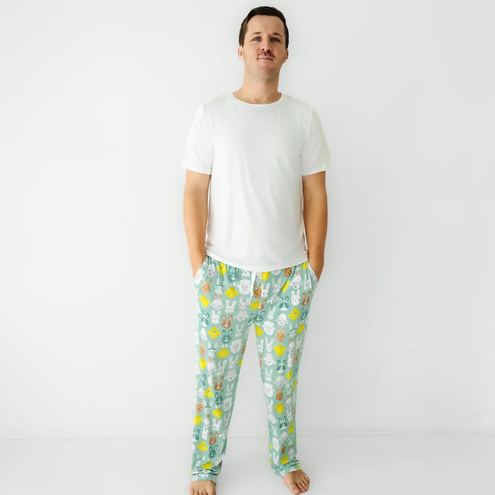 Bright White Men's Short Sleeve Bamboo Viscose Pajama Top | Little Sleepies