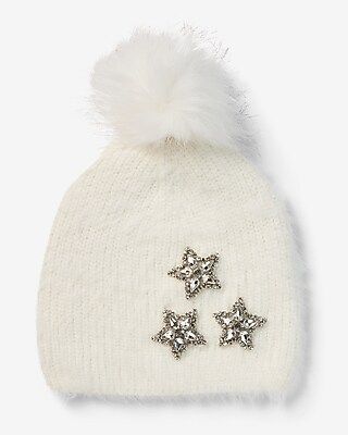 Rhinestone Stars Embellished Pom Beanie | Express